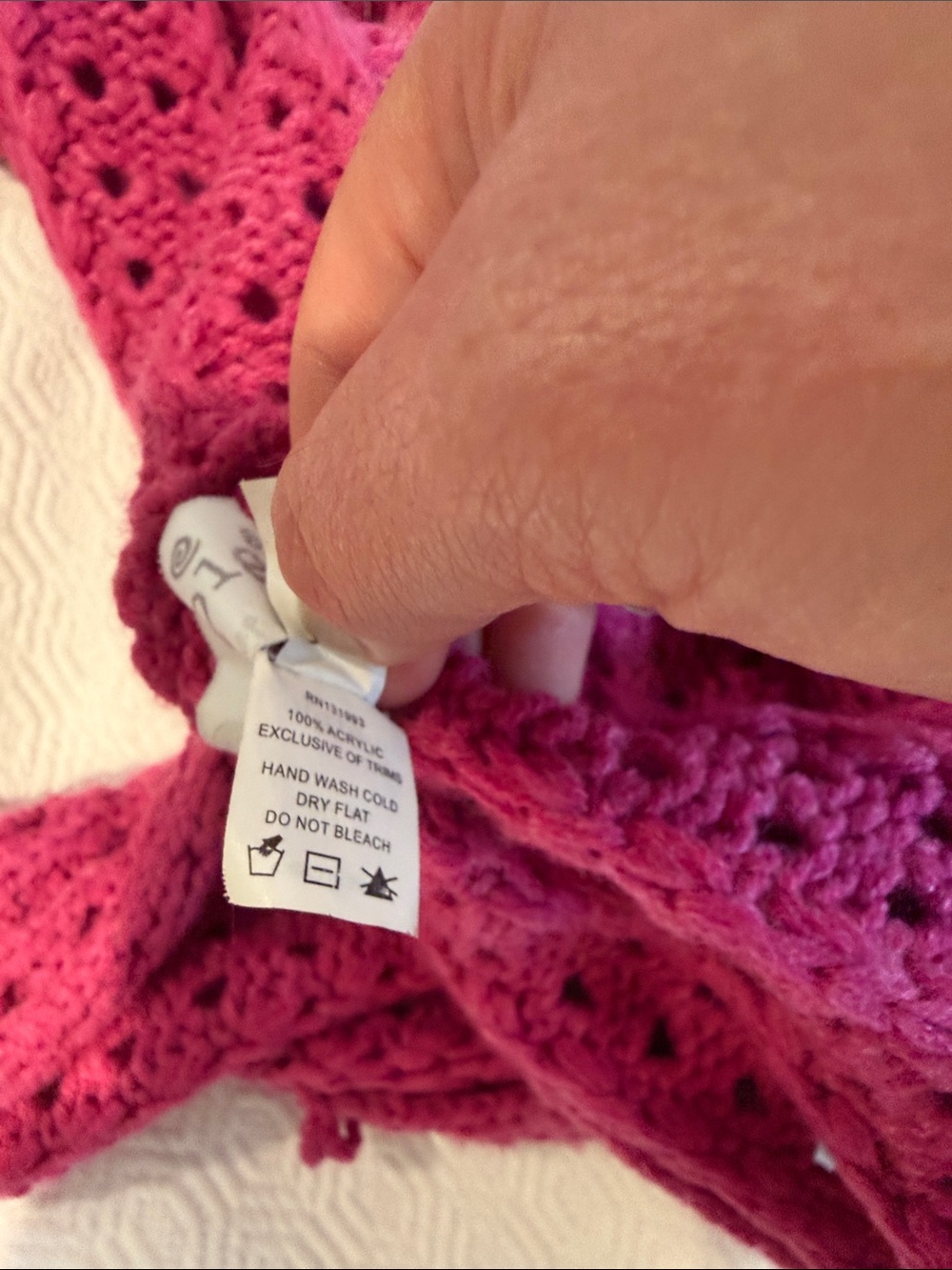 Mud Pie Raspberry Openwork Knit Scarf - Picture 4 of 5